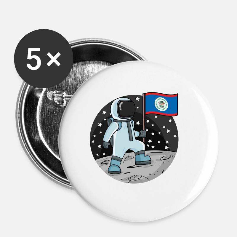Astronaut Flag Belize - Buttons small 1''/25 mm (5-pack) - white
