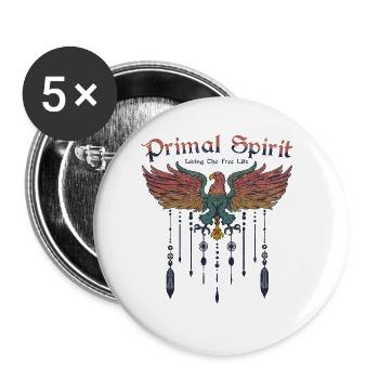 Primal Spirit Boho Adler Vogel Bohemian Freiheit - Buttons klein 25 mm (5er Pack) - Weiß - Vorne