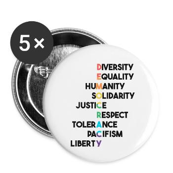 Demokratie - Gleichheit - Menschenrechte - Buttons klein 25 mm (5er Pack) - Weiß - Vorne