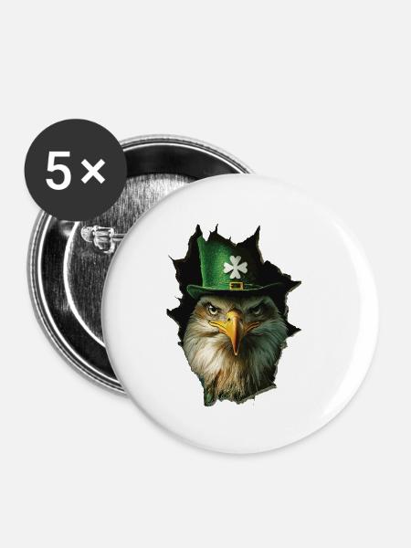 St. Patrick Adler - Buttons klein 25 mm (5er Pack) - Weiß