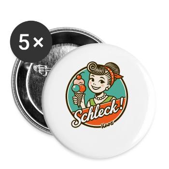 Lécher! Femme rétro avec glace - Lot de 5 petits badges (25 mm) - blanc - Devant