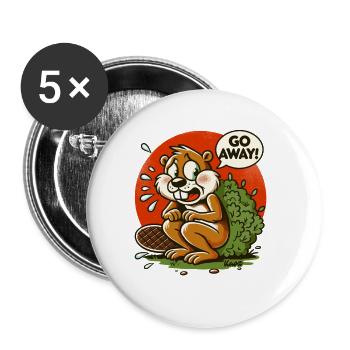Eichhörnchen macht Pause hinter Busch, Geh weg! - Buttons klein 25 mm (5er Pack) - Weiß - Vorne