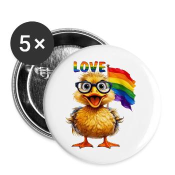 CANARD ARC-EN-CIEL DRAPEAU AMOUR - Lot de 5 petits badges (25 mm) - blanc - Devant