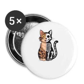 Schrödingers Katze Dead and Alive - Buttons klein 25 mm (5er Pack) - Weiß - Vorne