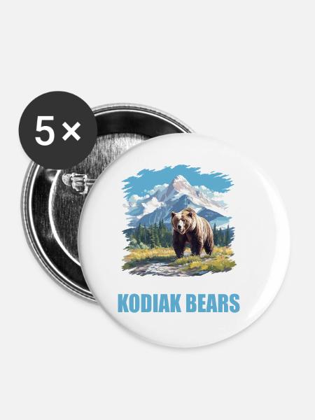 Kodiakbären Kodiakbär - Buttons klein 25 mm (5er Pack) - Weiß