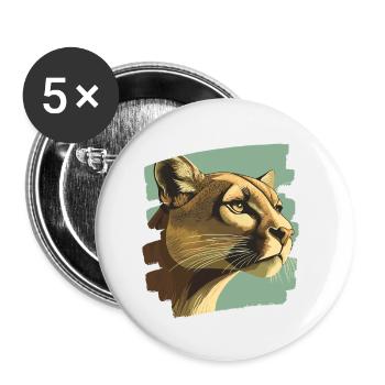 Lion de montagne Rétro - Lot de 5 petits badges (25 mm) - blanc - Devant