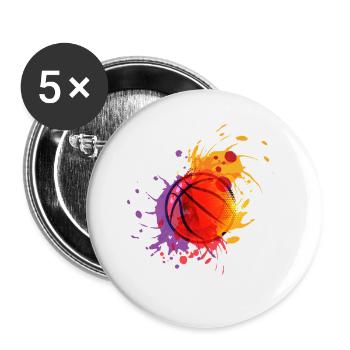 Basketball Basketball Trikot Retro Ball Bunt Dunk - Buttons klein 25 mm (5er Pack) - Weiß - Vorne