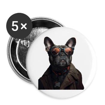 Cool Dog - Buttons klein 25 mm (5er Pack) - Weiß - Vorne