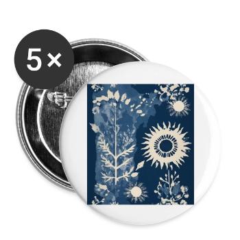 Composition végétale abstraite - Lot de 5 petits badges (25 mm) - blanc - Devant