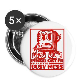 Busy Mess - Motivation et business mindset - Lot de 5 petits badges (25 mm) - blanc - Devant