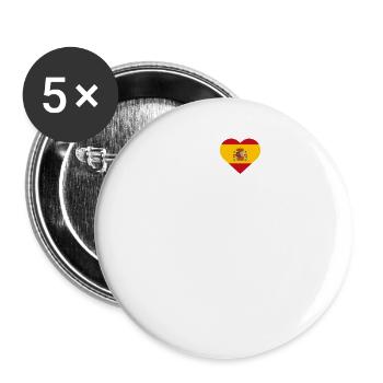 J’aime Amsterdam Madrid Espagne Amoureux du drapeau du cœur - Lot de 5 petits badges (25 mm) - blanc - Devant