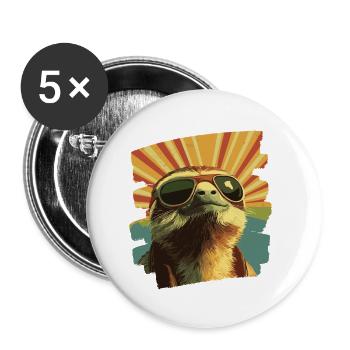 Paresseux Rétro - Lot de 5 petits badges (25 mm) - blanc - Devant