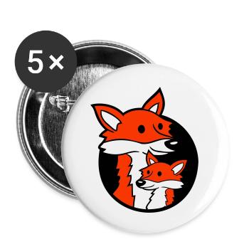 Fox Hole Family Mom Child Father Mother Dad Cute - Buttons small 1''/25 mm (5-pack) - white - Front