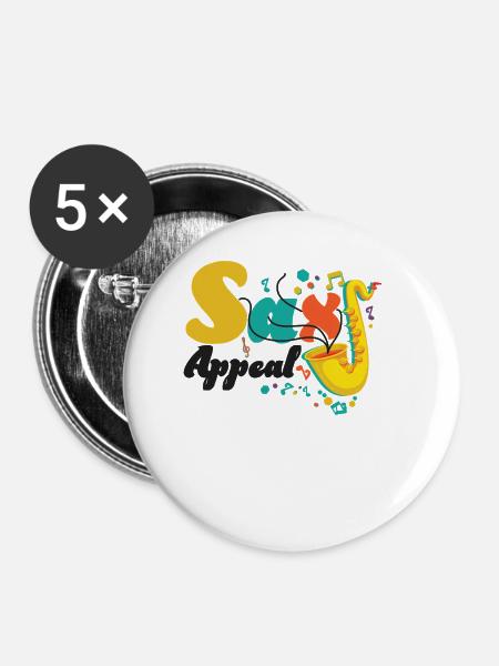 Saxophone Pun Sax Appeal - Buttons klein 25 mm (5er Pack) - Weiß