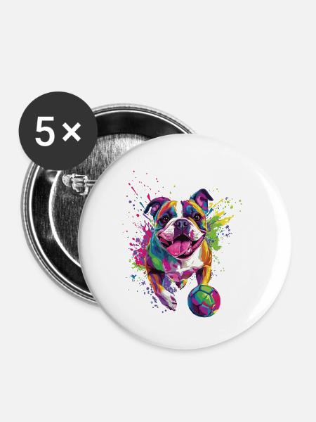 Bulldogge - Buttons klein 25 mm (5er Pack) - Weiß