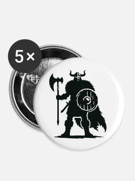 wikinger warrior - Buttons klein 25 mm (5er Pack) - Weiß