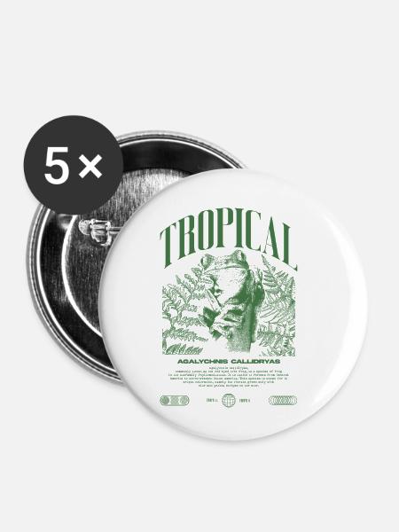 Rotäugiger Laubfrosch Regenwald Amphibie - Buttons klein 25 mm (5er Pack) - Weiß