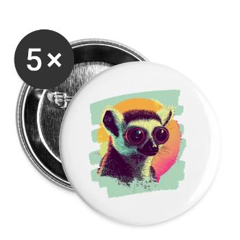 Lémurien - Lot de 5 petits badges (25 mm) - blanc - Devant