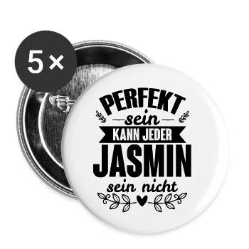 Jasmin - Perfekt Sein Kann Jeder Jasmin Nicht - Buttons klein 25 mm (5er Pack) - Weiß - Vorne
