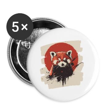 Panda roux rétro - Lot de 5 petits badges (25 mm) - blanc - Devant