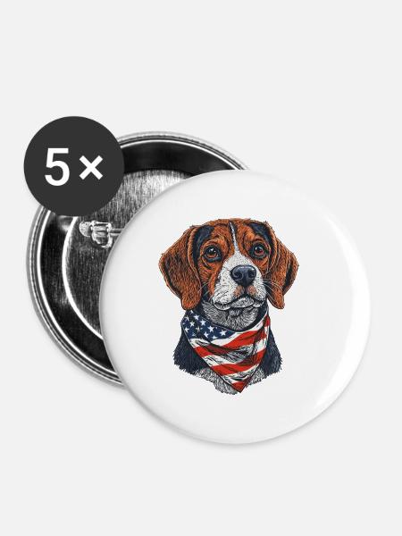 Beagle - Buttons klein 25 mm (5er Pack) - Weiß