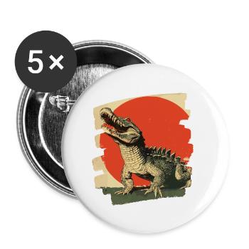 Krokodil - Buttons klein 25 mm (5er Pack) - Weiß - Vorne