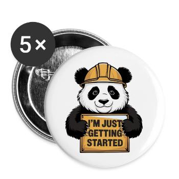Ich fange gerade erst an Panda - Buttons klein 25 mm (5er Pack) - Weiß - Vorne