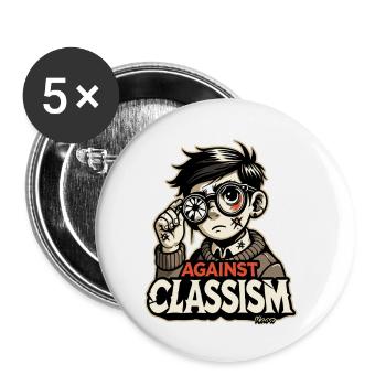 armer Junge mit kaputter Brille: gegen Klassismus - Buttons klein 25 mm (5er Pack) - Weiß - Vorne