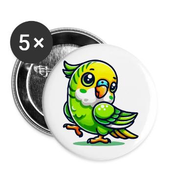 perruche ondulée - Lot de 5 petits badges (25 mm) - blanc - Devant