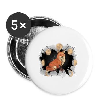 Fuchs Füchse mystisch Mond Märchen Kinder - Buttons klein 25 mm (5er Pack) - Weiß - Vorne