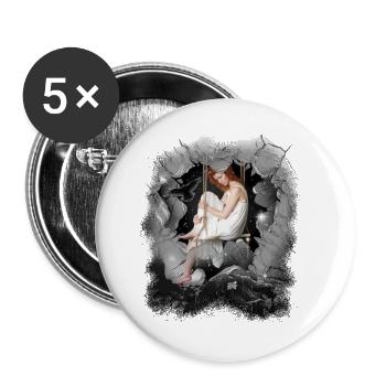 mystisch Märchen Märchenfigur Mädchen Fee Elfe - Buttons klein 25 mm (5er Pack) - Weiß - Vorne