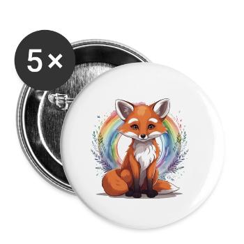 Regenbogen Fuchs Füchse Füchsin Kind - Buttons klein 25 mm (5er Pack) - Weiß - Vorne