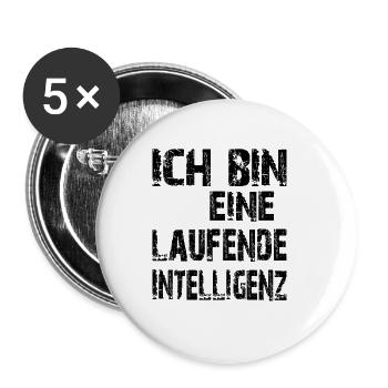 KI Spruch Ich bin eine laufende Intelligenz - Buttons klein 25 mm (5er Pack) - Weiß - Vorne