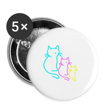 Chats, Chat, Enfant, Enfants, Bébé, Tout-petits, Années 80 - Lot de 5 petits badges (25 mm) - blanc - Devant
