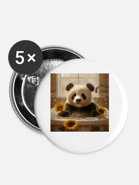 Panda - Buttons klein 25 mm (5er Pack) - Weiß
