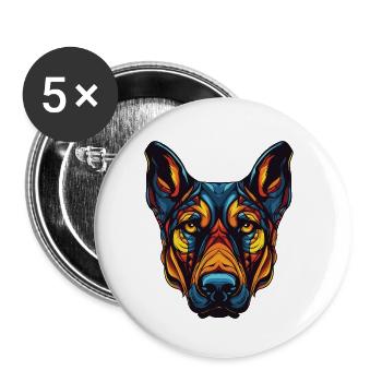 Doberman Dog Portrait - Buttons small 1''/25 mm (5-pack) - white - Front