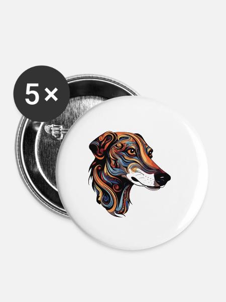 Greyhound Hund Portrait - Buttons klein 25 mm (5er Pack) - Weiß