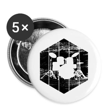 Schlagzeug Skizze - Buttons klein 25 mm (5er Pack) - Weiß - Vorne