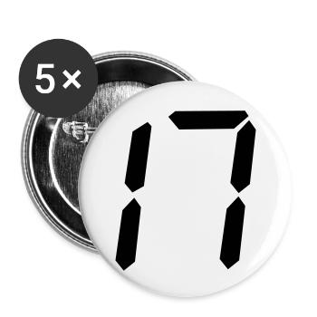 digitale zahl 17 - Buttons klein 25 mm (5er Pack) - Weiß - Vorne