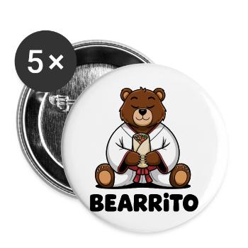 Bearrito - Funny Bear Burrito Lover - Buttons small 1''/25 mm (5-pack) - white - Front