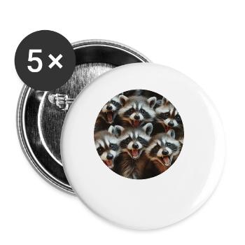 Waschbär - Buttons klein 25 mm (5er Pack) - Weiß - Vorne