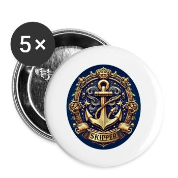 Skipper Logo - Lot de 5 petits badges (25 mm) - blanc - Devant