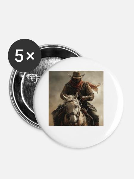 Cowboy - Buttons klein 25 mm (5er Pack) - Weiß