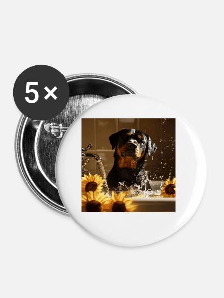 Rottweiler - Buttons klein 25 mm (5er Pack) - Weiß