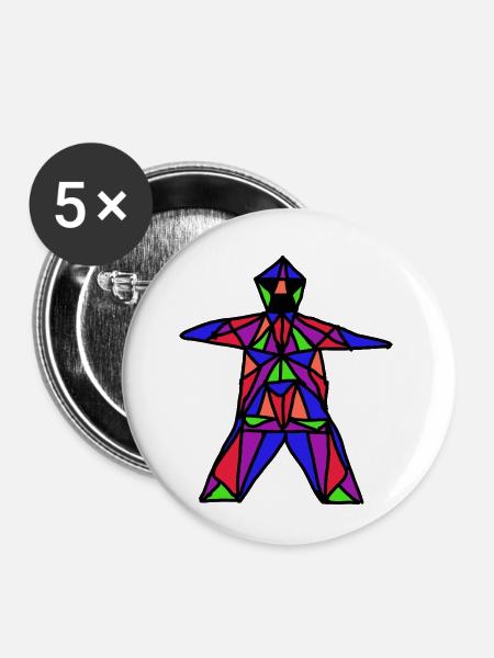 Mann aus Buntglas - Buttons klein 25 mm (5er Pack) - Weiß