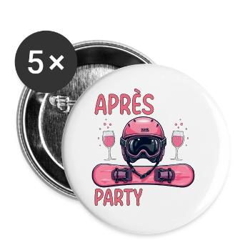 Apres Ski Party Crew - Buttons klein 25 mm (5er Pack) - Weiß - Vorne