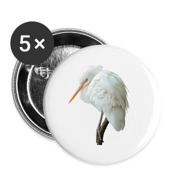 Reiher Vogel - Buttons klein 25 mm (5er Pack) - Weiß - Vorne