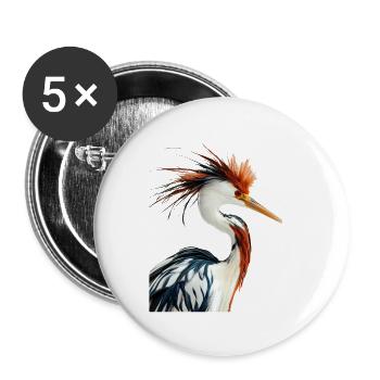 Reiher Vogel - Buttons klein 25 mm (5er Pack) - Weiß - Vorne