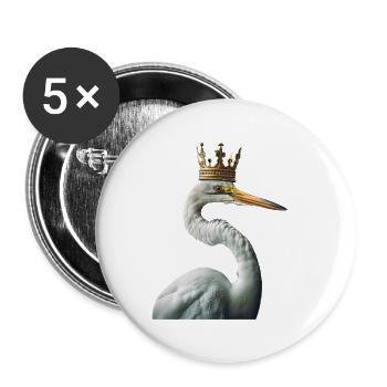 Reiher Vogel - Buttons klein 25 mm (5er Pack) - Weiß - Vorne