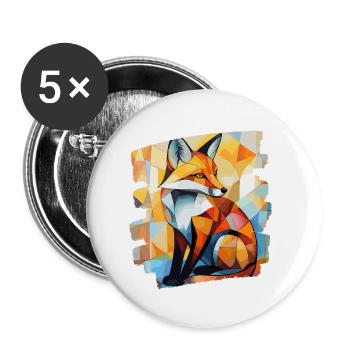 Renard - Lot de 5 petits badges (25 mm) - blanc - Devant